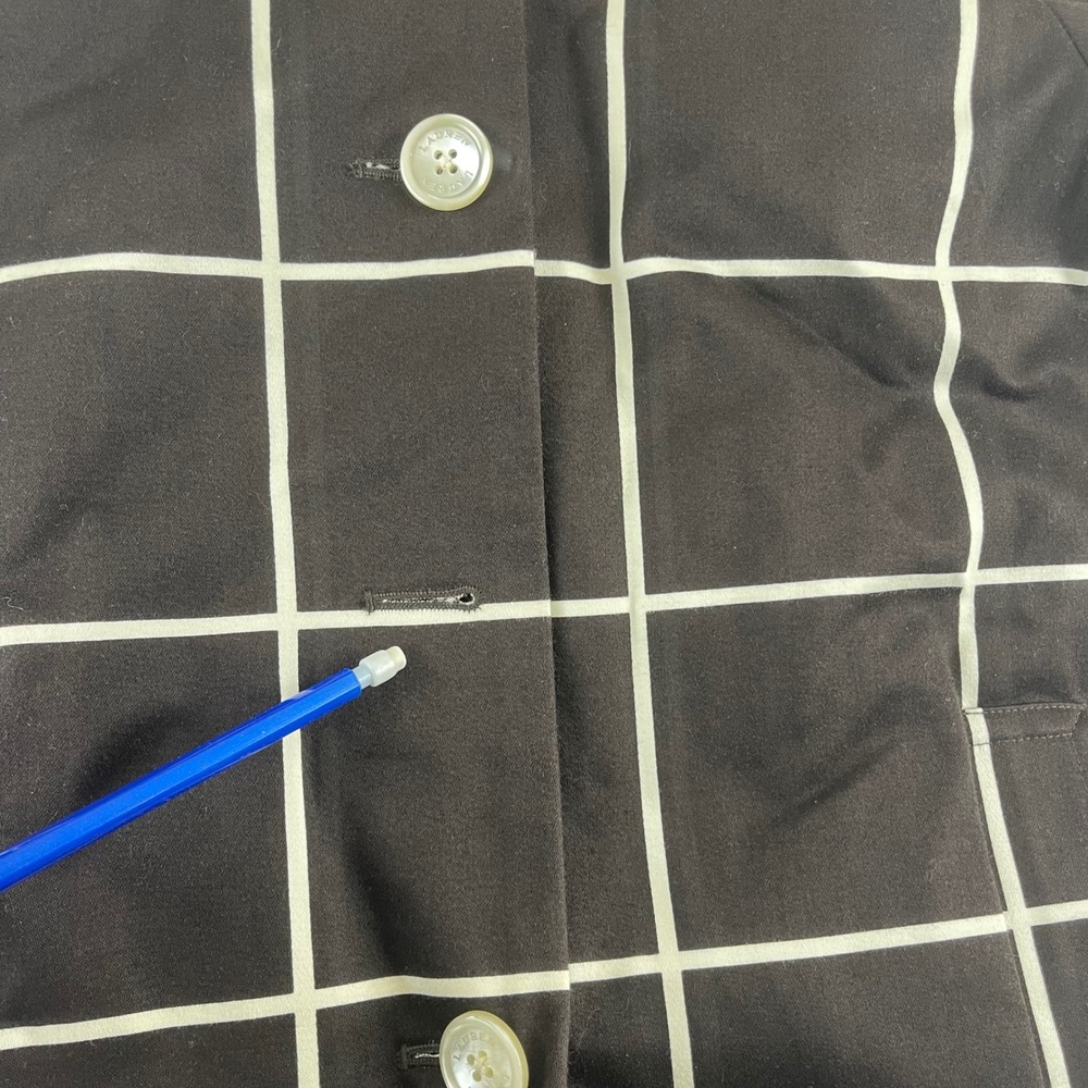 Lauren Ralph Lauren Womens Black White Windowpane Grid Button Barn Jacket Medium - Picture 7 of 10